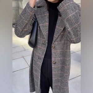 OAK + FORT Oversized Houndstooth Plaid Coat